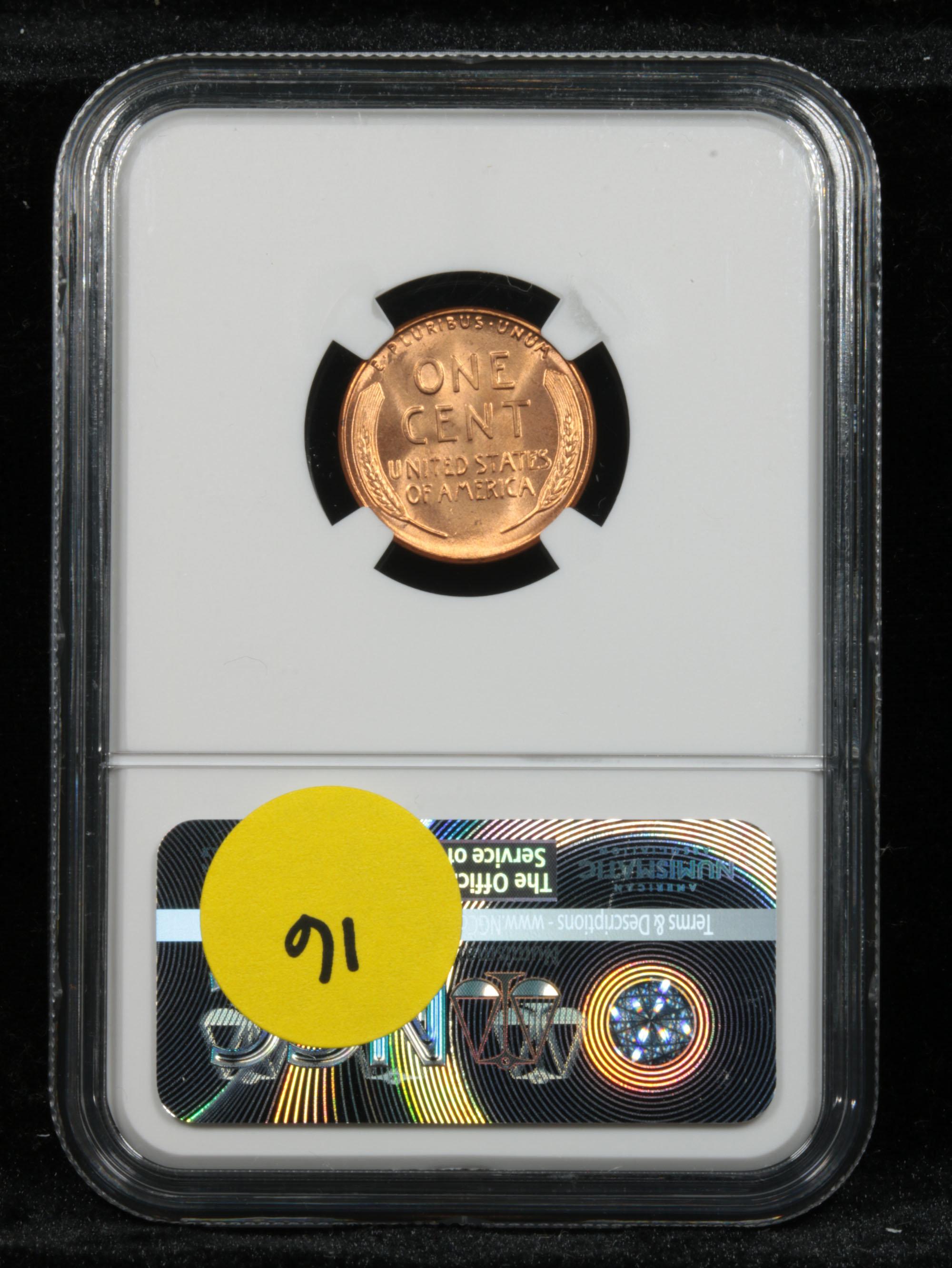 NGC 1958-p Lincoln Cent 1c Graded ms66 RD by NGC