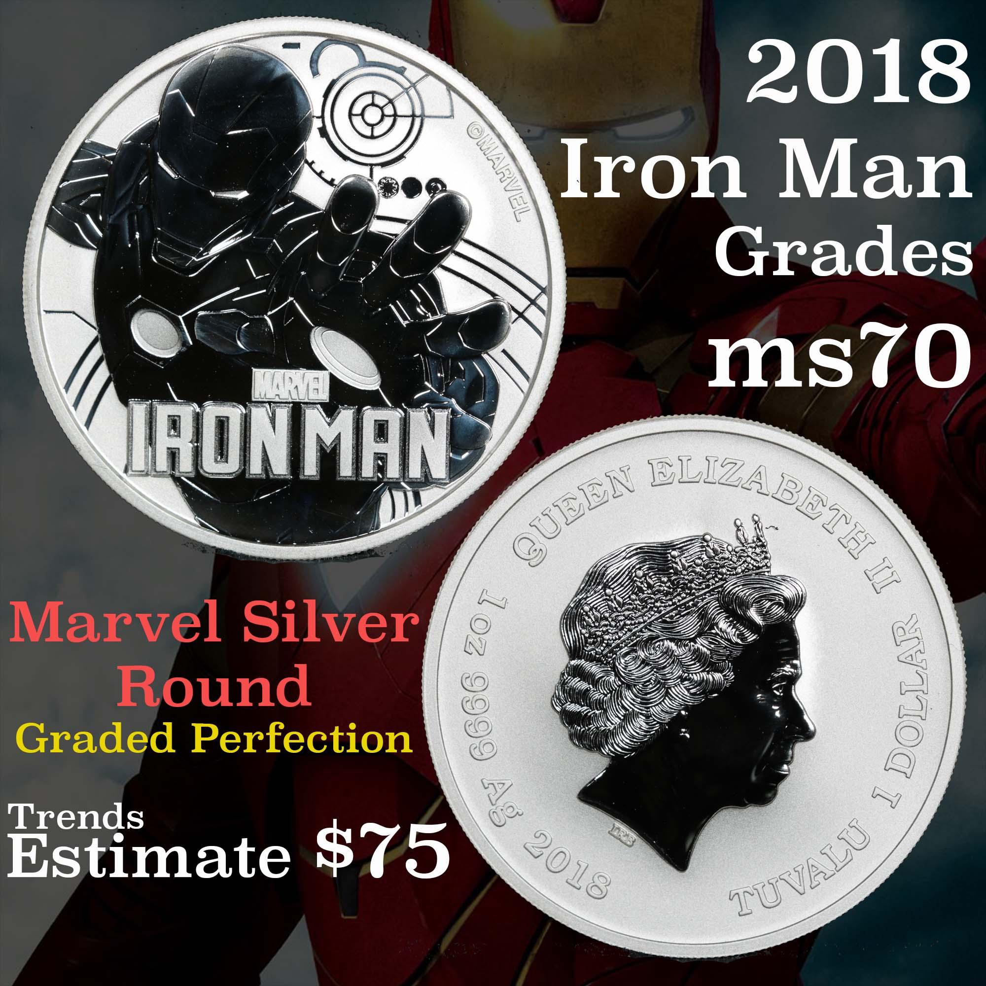 2018 Iron Man Marvel Silver Round Grades ms70, Perfection