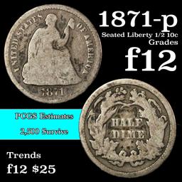 1871-p Seated Liberty Half Dime 1/2 10c Grades f, fine