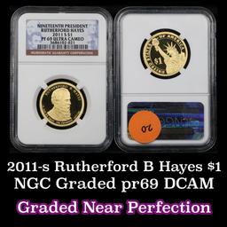NGC 2011-s Rutherford Hayes Presidential Dollar $1 Graded Gem++ Proof Deep Cameo By NGC