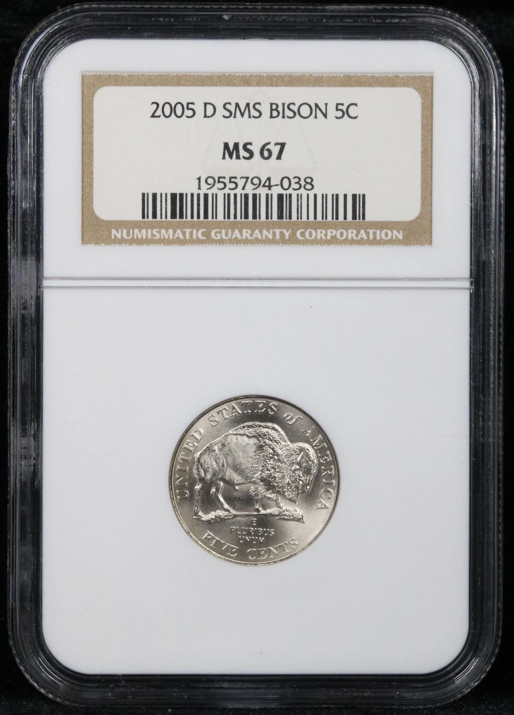 NGC 2005-d Bison Jefferson Nickel 5c Graded Gem++ By NGC