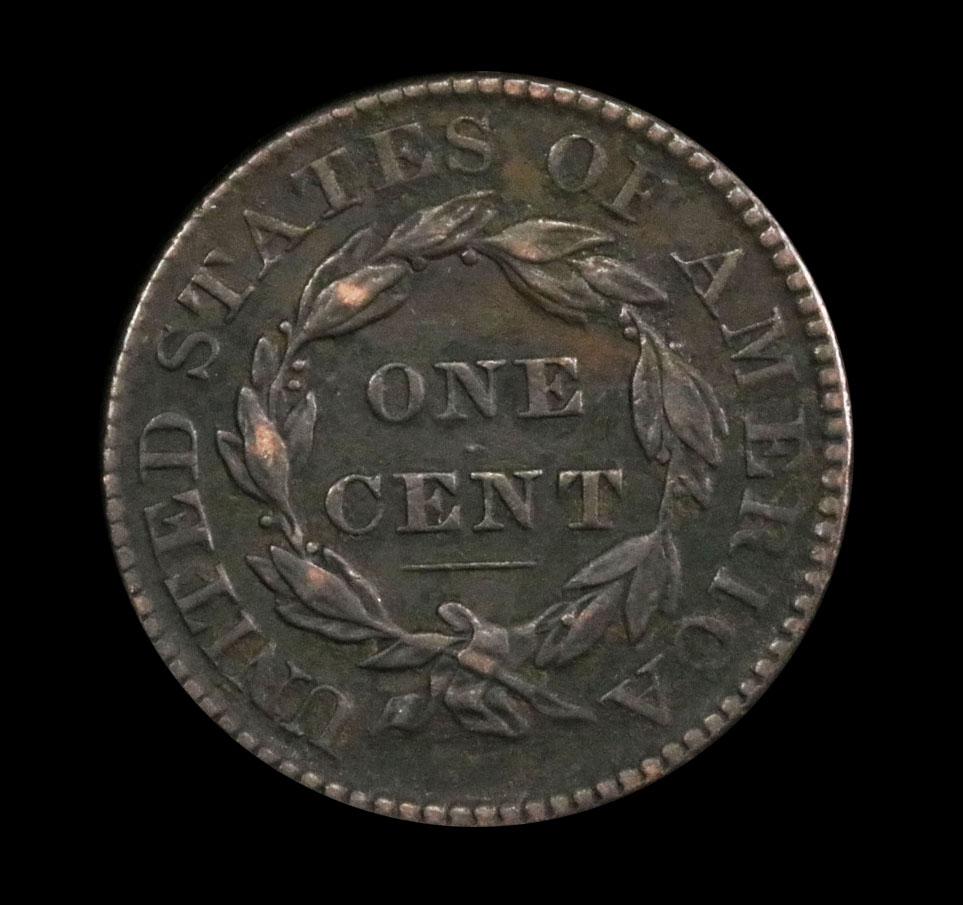 1830 Coronet Head Large Cent 1c Grades xf+