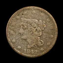 1842 Braided Hair Large Cent 1c Grades vg details