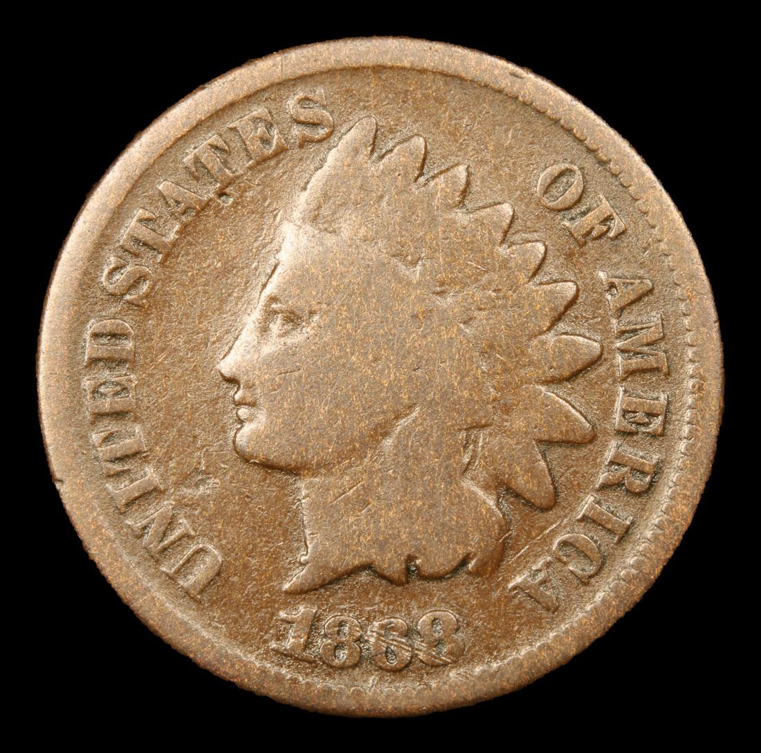 1868 Indian Cent 1c Grades vg+