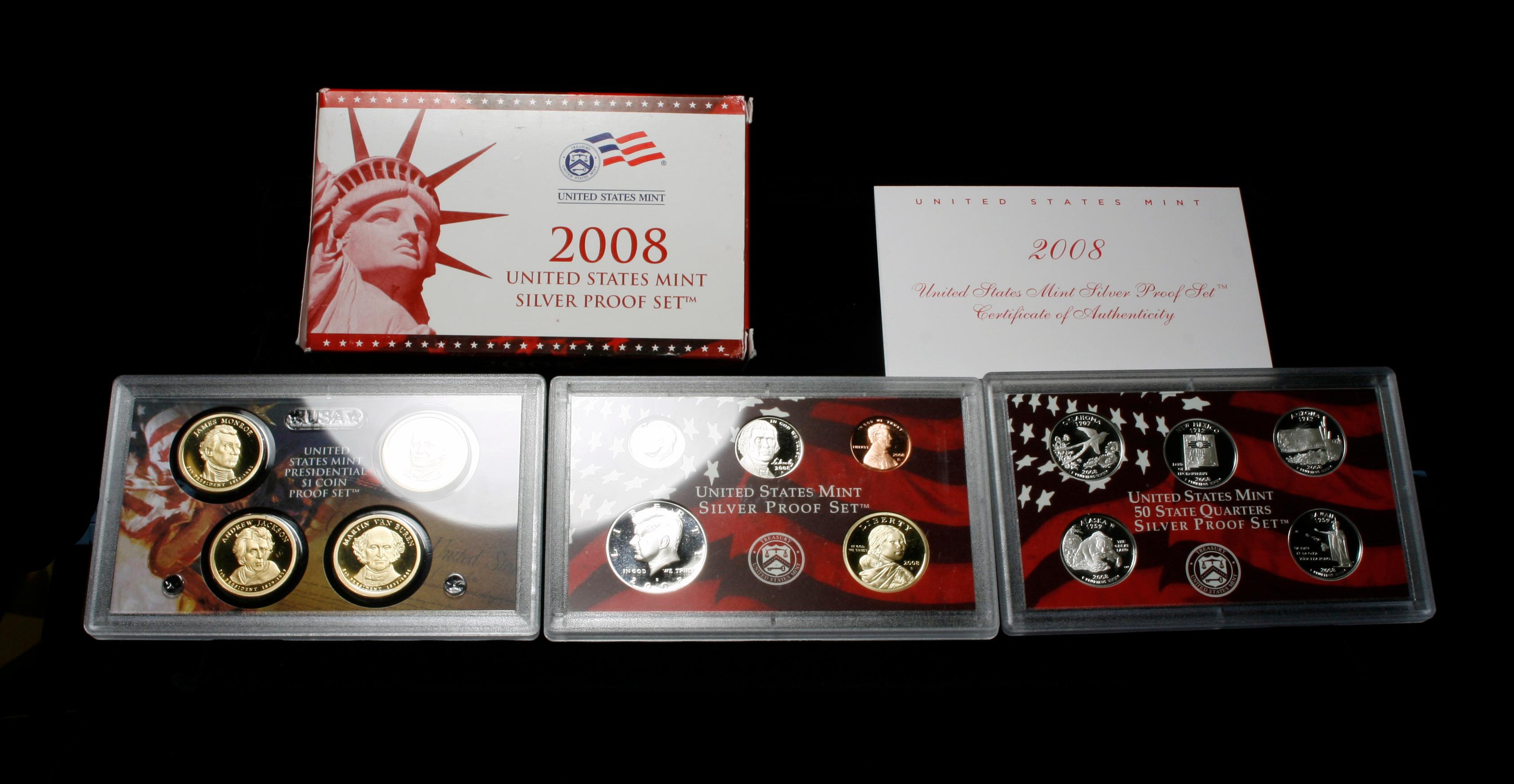 2008 United States Mint Silver Proof Set - 14 Pieces - Extremely low mintage, hard to find . .