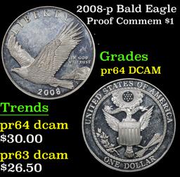 2008-p Bald Eagle Modern Commerative $1 1 Grades Choice Proof Deep Cameo