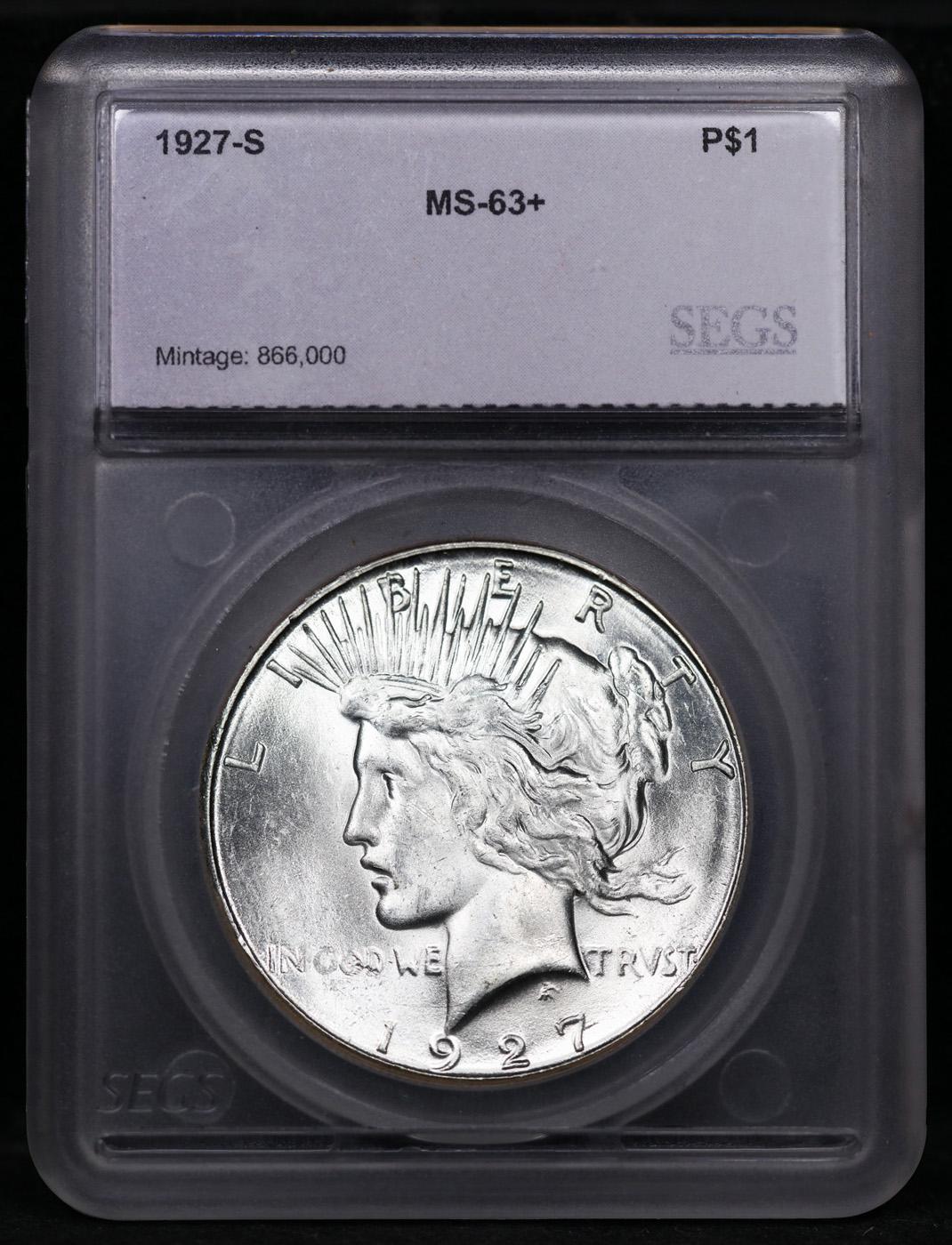***Auction Highlight*** 1927-s Peace Dollar $1 Graded ms63+ By SEGS (fc)