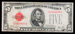 1928A Semi Key Date $5 Red Seal United States Note Grades vf++