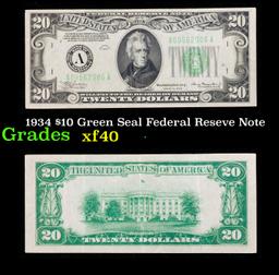 1934 $20 Green Seal Federal Reserve Note Grades xf