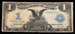 1899 "Black Eagle" $1 large size Blue Seal Silver Certificate Grades vf+ Signatures Speelman/White