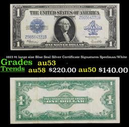 1923 $1 large size Blue Seal Silver Certificate Grades Select AU Signatures Speelman/White