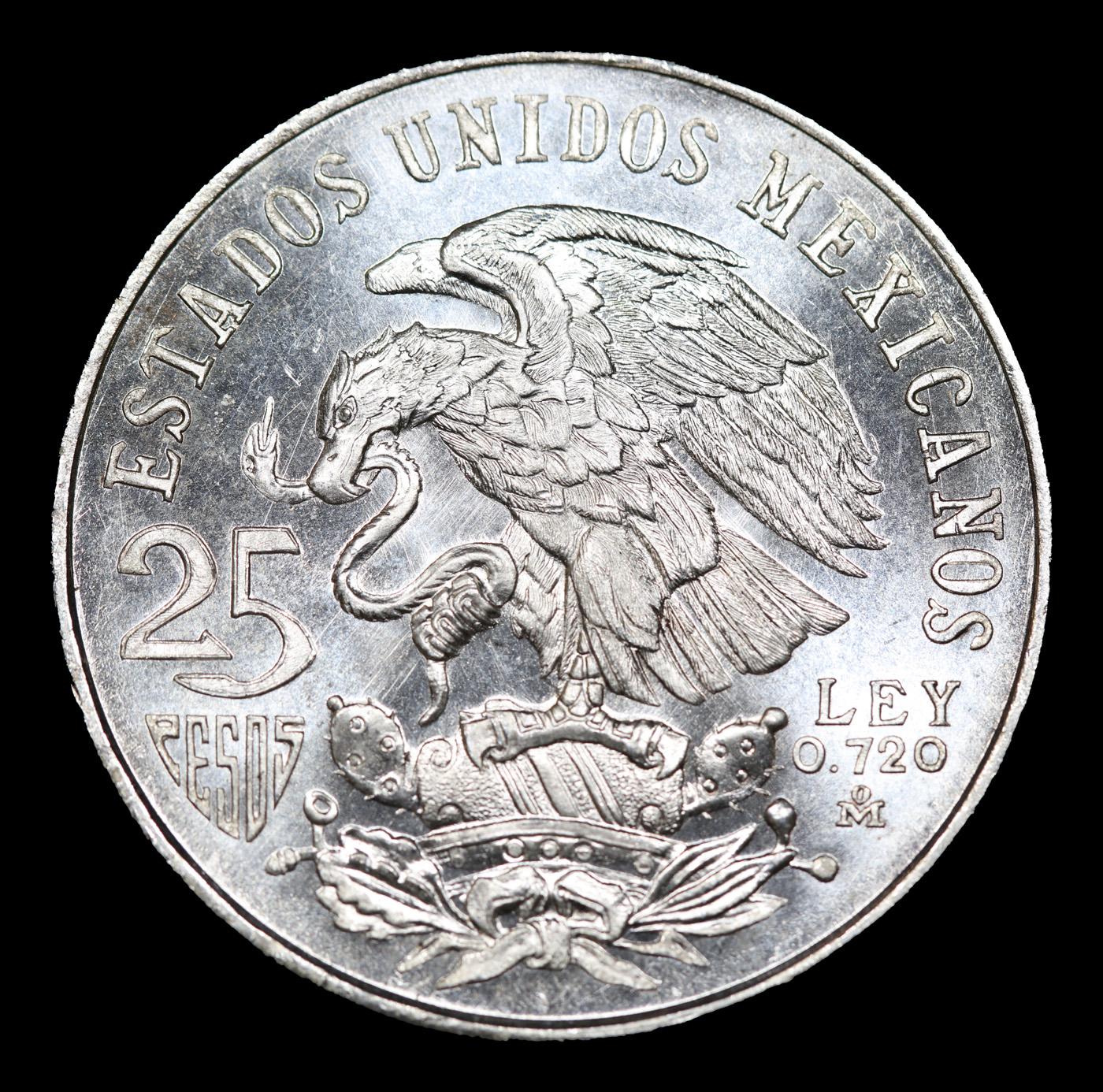 1968 Mexico 25 Pesos Silver KM# 479.1 Grades GEM++ Unc