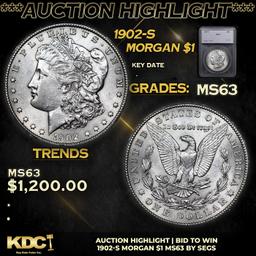 ***Auction Highlight*** 1902-s Morgan Dollar $1 Graded ms63 By SEGS (fc)