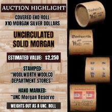 High Value! - Covered End Roll - Marked "Unc Morgan Reserve" - Weight shows x10 Coins (FC)