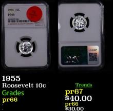 Proof NGC 1955 Roosevelt Dime 10c Graded pr66 By NGC