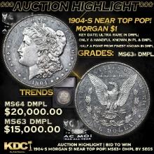***Auction Highlight*** 1904-s Morgan Dollar Near TOP POP! 1 Graded ms63+ DMPL By SEGS (fc)