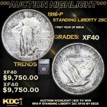 ***Auction Highlight*** 1916-p Standing Liberty Quarter 25c Graded xf40 BY SEGS (fc)