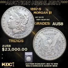 ***Auction Highlight*** 1892-s Morgan Dollar $1 Graded au58 By SEGS (fc)