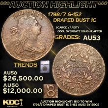 ***Auction Highlight*** 1798/7 Draped Bust Large Cent S-152 1c Graded au53 By SEGS (fc)
