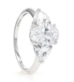 DECADENCE Sterling Silver Rhodium 9.00mm Oval and Heart Cut Cubic Zirconia Engagement Ring Size 6