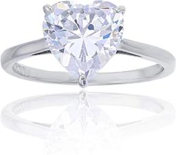 Decadence Sterling Silver Rhodium 10mm Heart Cubic Zirconia Solitaire Engagement Ring size 7