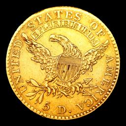 ***Auction Highlight*** 1813 Capped Bust Half Eagle Gold $5 BD-1 Graded au55+ By SEGS (fc)