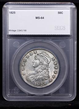 ***Auction Highlight*** 1825 Capped Bust Half Dollar 50c Graded ms64 By SEGS (fc)