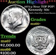 ***Auction Highlight*** 1971-p Kennedy Half Dollar Near TOP POP! 50c Graded ms66+ BY SEGS (fc)
