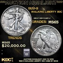 ***Auction Highlight*** 1920-s Walking Liberty Half Dollar 50c Graded ms65 By SEGS (fc)