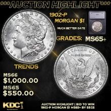 ***Auction Highlight*** 1902-p Morgan Dollar $1 Graded ms65+ By SEGS (fc)
