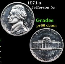 Proof 1971-s Jefferson Nickel 5c Grades GEM++ Proof Deep Cameo
