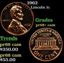 Proof 1962 Lincoln Cent 1c Grades GEM++ Proof Cameo