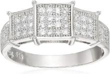 Decadence Sterling Silver Pave 3 Tier Ring Size 6