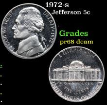 Proof 1972-s Jefferson Nickel 5c Grades GEM++ Proof Deep Cameo