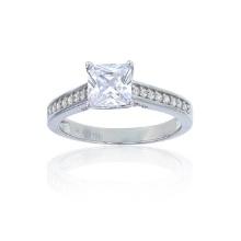 Decadence Sterling Silver Rhodium 6mm Princess Cut Engagement Ring Size 7