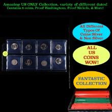 Superb Page of 8 US Coins Indian 1c's, Mercury 10c's, Roosevelt 10c's, &  Lincoln 1c's
