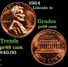 Proof 1964 Lincoln Cent 1c Grades GEM++ Proof Cameo