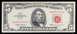 1963 $5 Red Seal United States Note Grades Choice AU