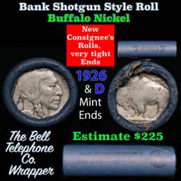Buffalo Nickel Shotgun Roll in Old Bank Style 'Bell Telephone' Wrapper 1926 & d Mint Ends