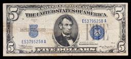 1934A $5 Blue Seal Silver Certificate Grades vf+