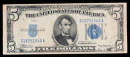1934 $5 Blue Seal Silver Certificate Grades vf++