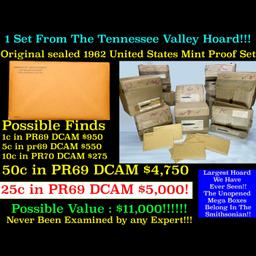 ***Auction Highlight*** Original sealed 1962 United States Mint Proof Set Tennessee Valley Hoard (Fc