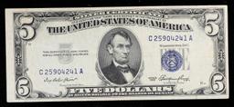 1953 $5 Blue Seal Silver Certificate Grades vf++