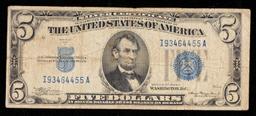 1934A $5 Blue Seal Silver Certificate Grades vf, very fine
