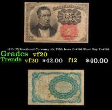 1875 US Fractional Currency 10c Fifth Issue fr-1266 Short Key Fr-1266 Grades vf, very fine