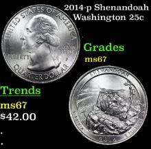 2014-p Shenandoah Washington Quarter 25c Grades GEM++ Unc