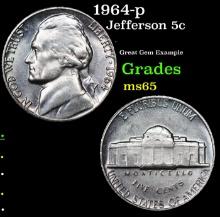 1964-p Jefferson Nickel 5c Grades GEM Unc