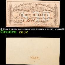 1864 3rd Series Confederate States Thirty Dollars Note Grades Select CU