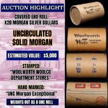 Wow! Covered End Roll! Marked "Unc Morgan Exceptional"! X20 Coins Inside! (FC)