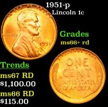 1951-p Lincoln Cent 1c Grades GEM++ RD